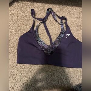 Gymshark Deep Purple Sports Bra with Patterned Straps